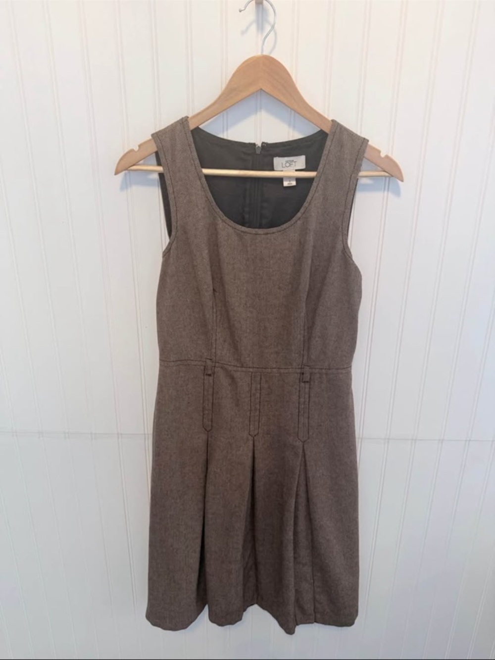 Ann Taylor Tweed A Line Wool Blend Lined Brown Dress